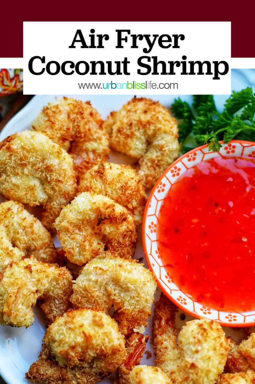 Air Fryer Coconut Shrimp with text overlay