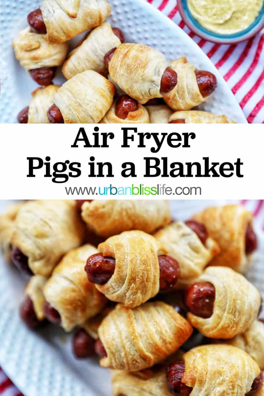 Air Fryer Pigs in a Blanket with text overlay