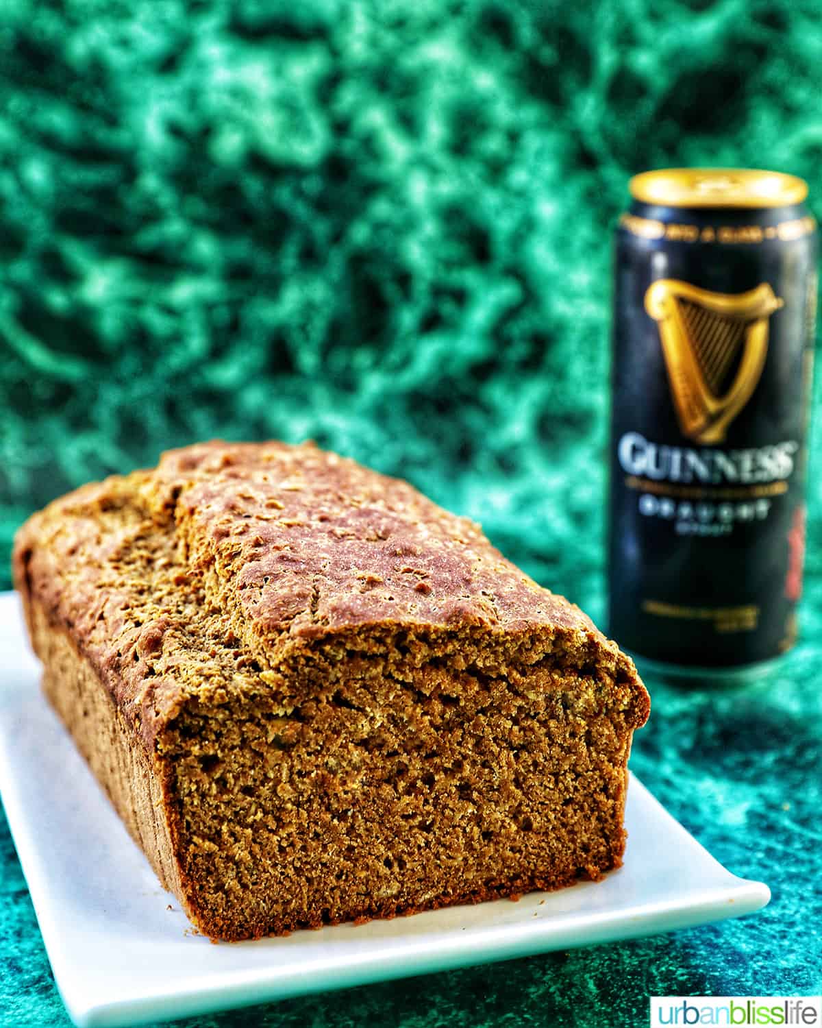 loaf of Irish brown bread with a Guinness beer
