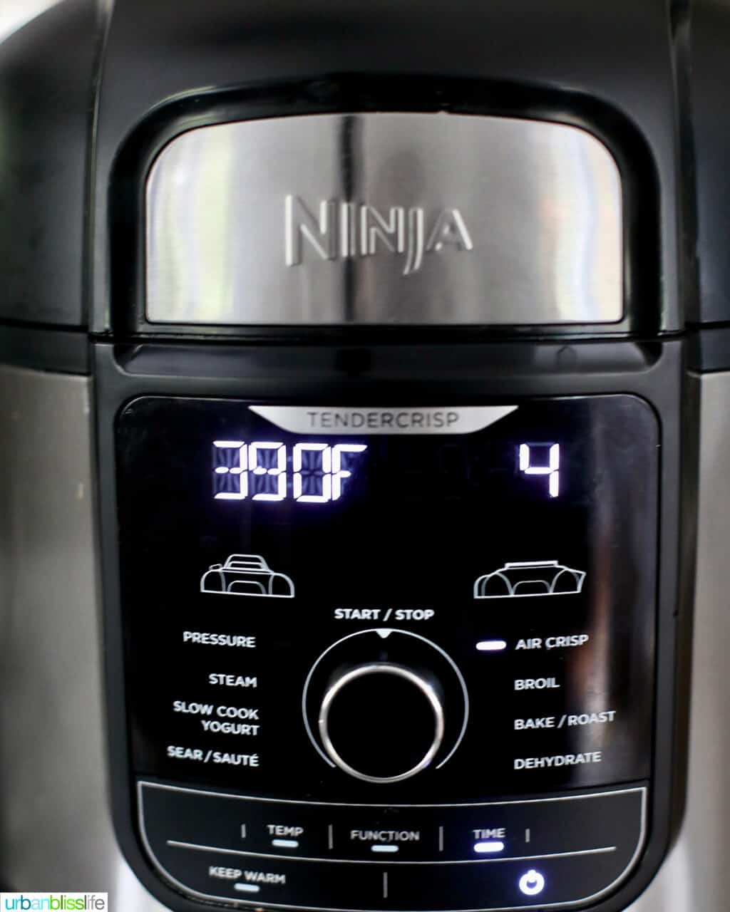 Ninja Foodi Instant Pot air fry at 390 degrees for 4 minutes