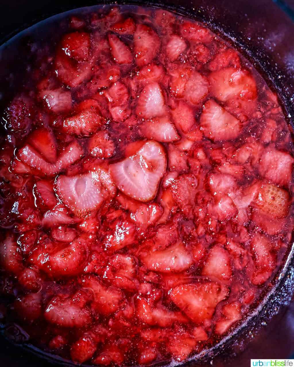 strawberry jam cooking in pot