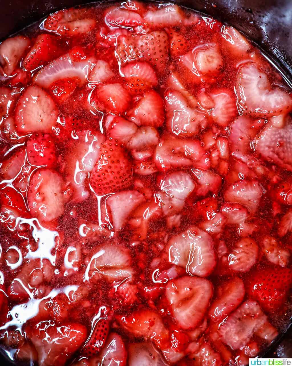 strawberries cooking in pot