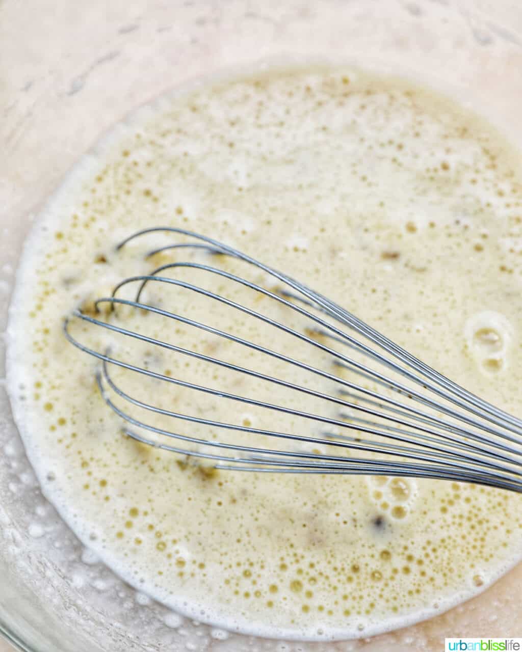whisking wet ingredients
