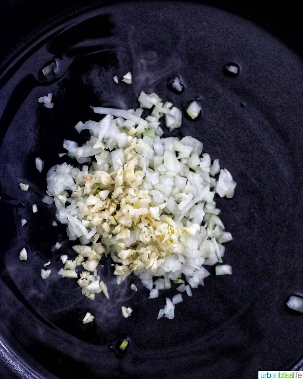 sauteeing onions and garlic