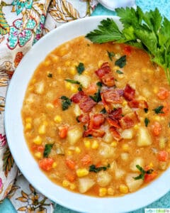 bowl of Instant Pot Potato Corn Chowder