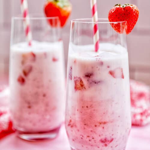 Korean Strawberry Milk in two glasses