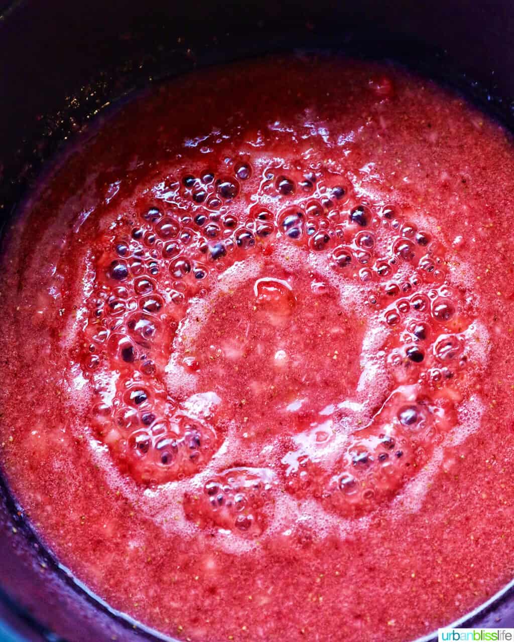 strawberries boiling in pan
