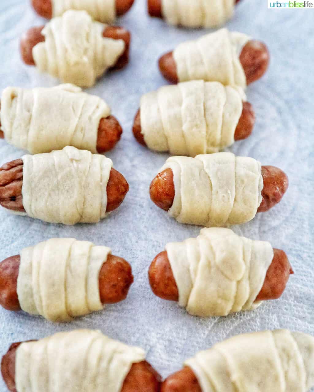 rolled up pigs in a blanket ready to air fry