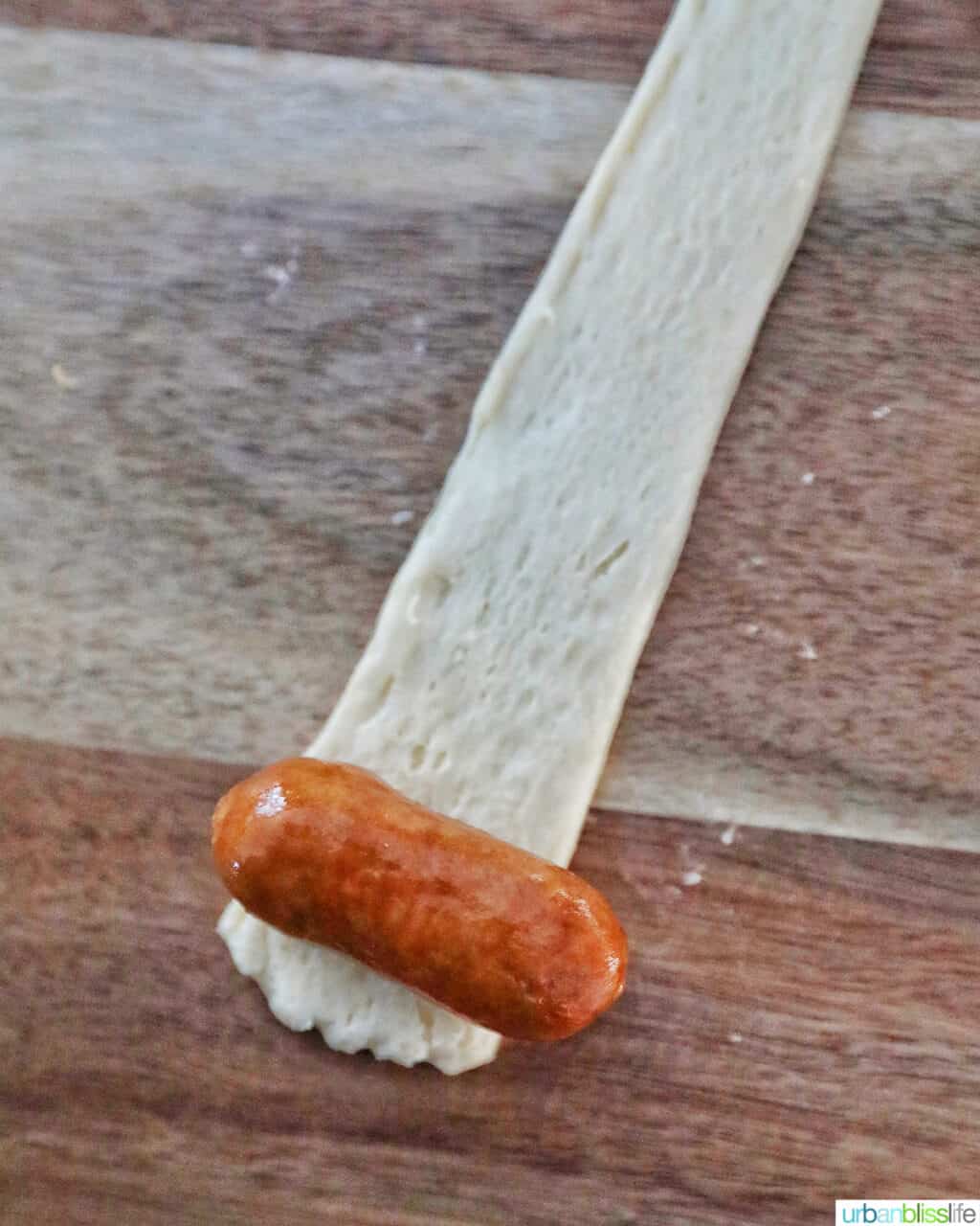 sausage at end of dough