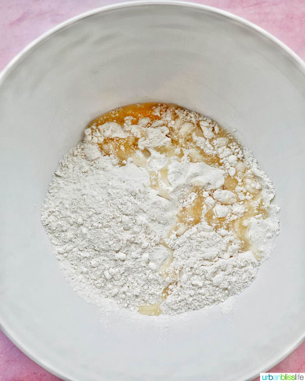 ingredients making batter for strawberry crinkle cookies