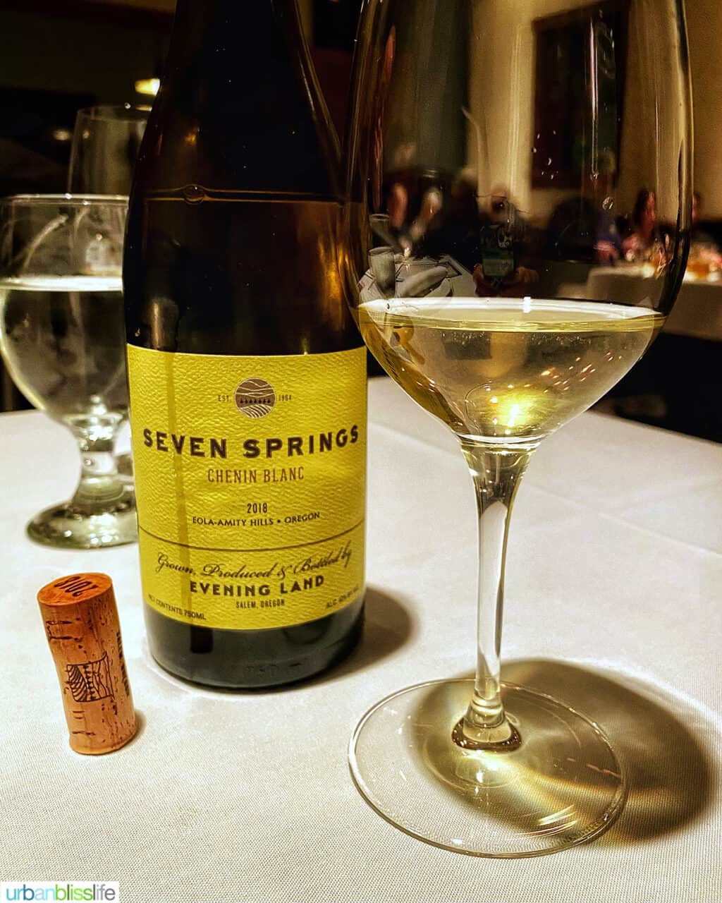 Evening Land Chenin Blanc at Earth and Sea restaurant in Carlton, Oregon wine country