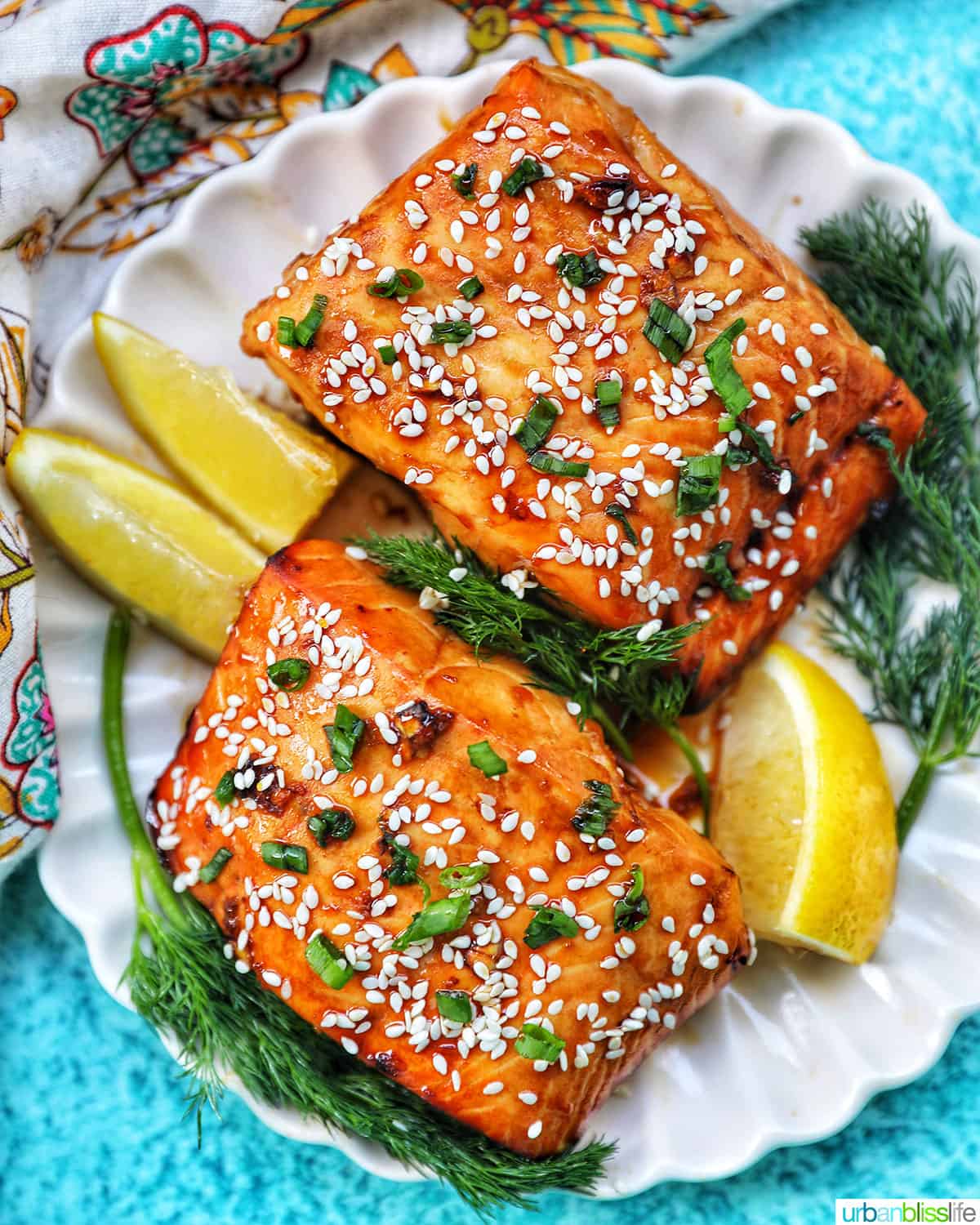 two air fryer teriyaki salmon fillets