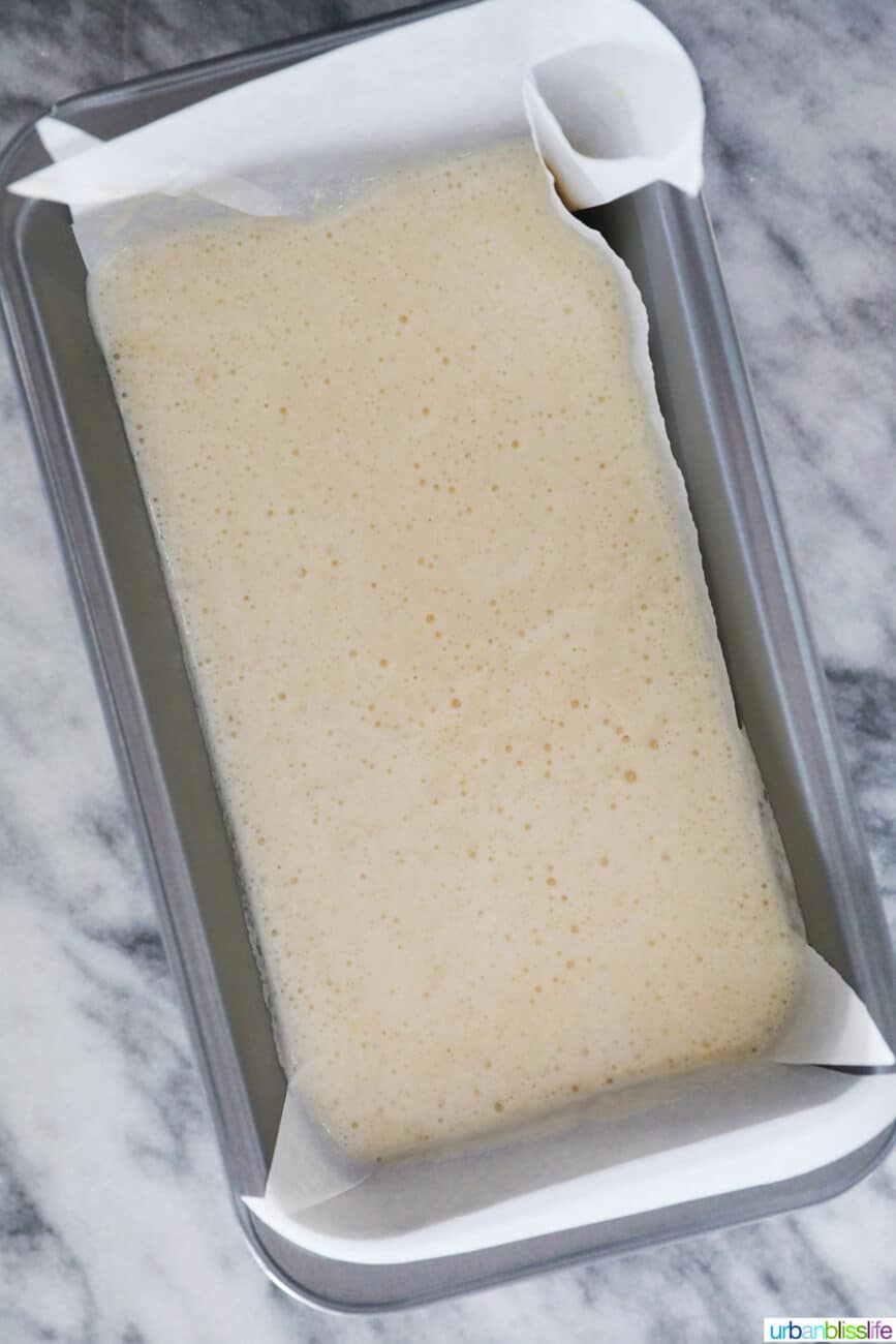 batter of Taisan Filipino chiffon cake in pan