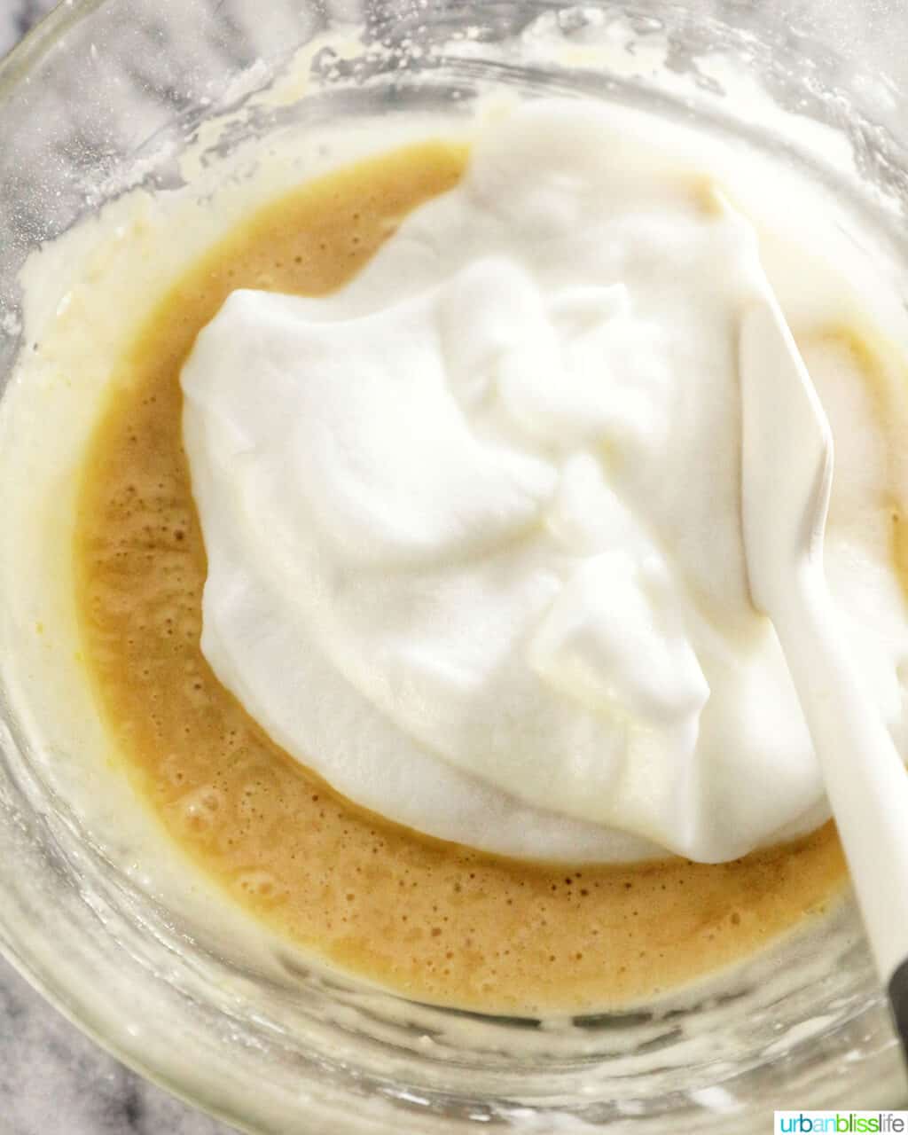 folding egg whites into cake batter