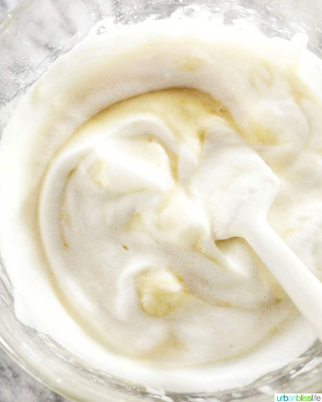 folding egg whites into cake batter