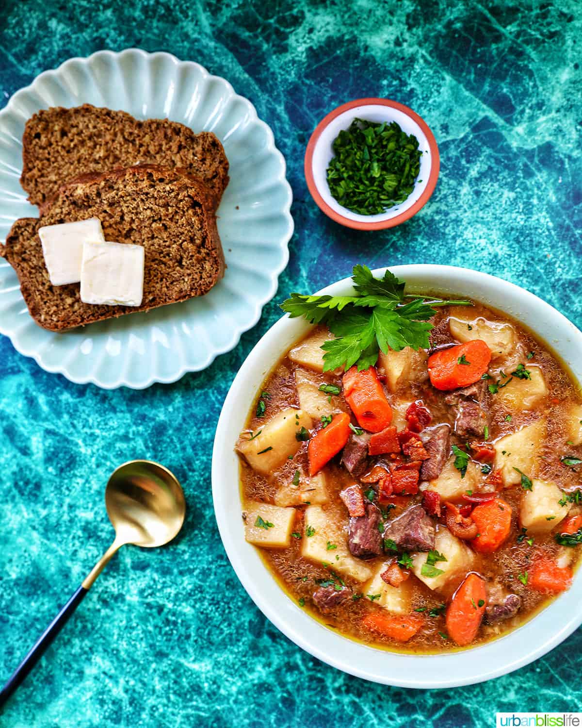 Guinness Brown Bread with Irish Lamb Stew