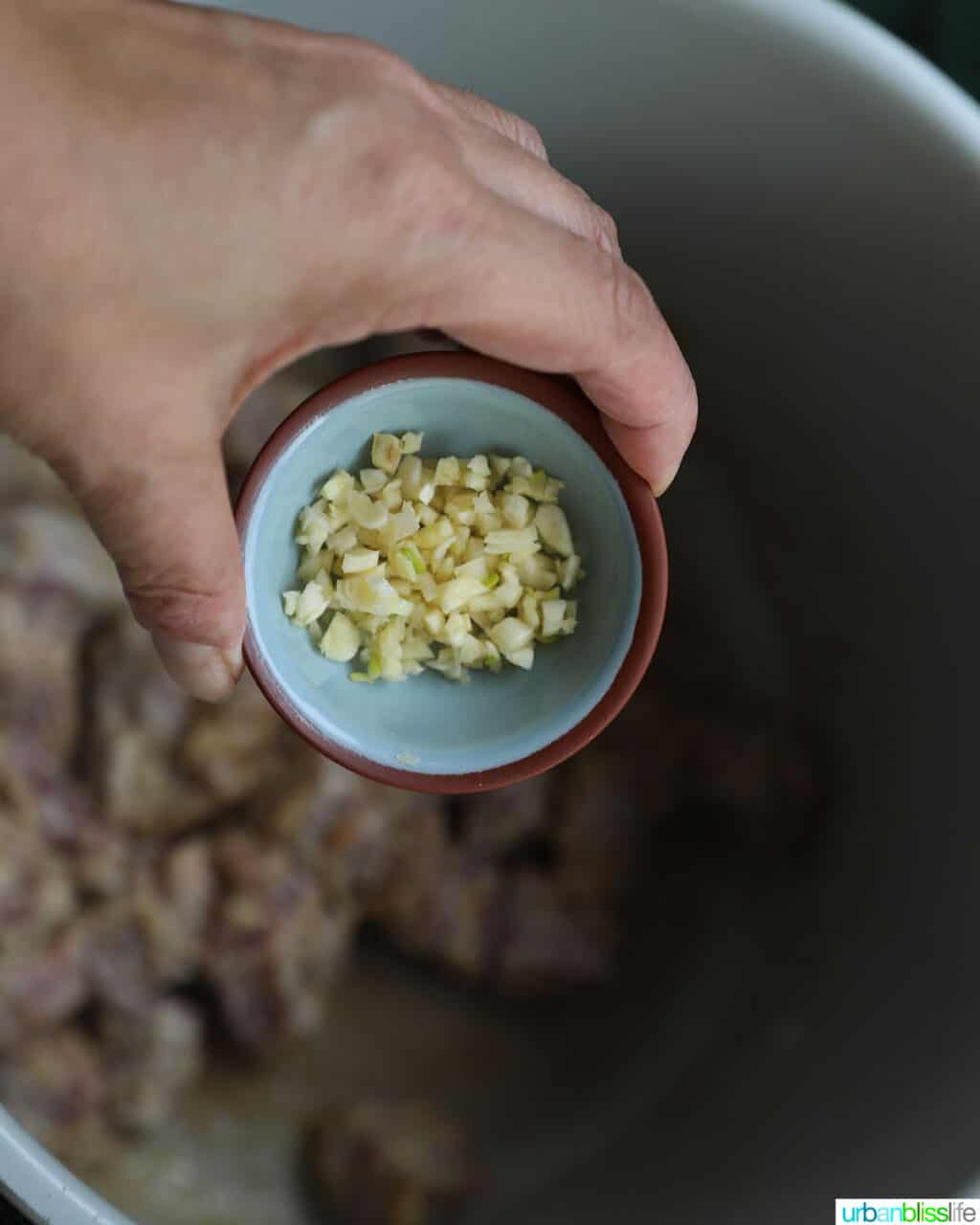 adding garlic to the instant pot