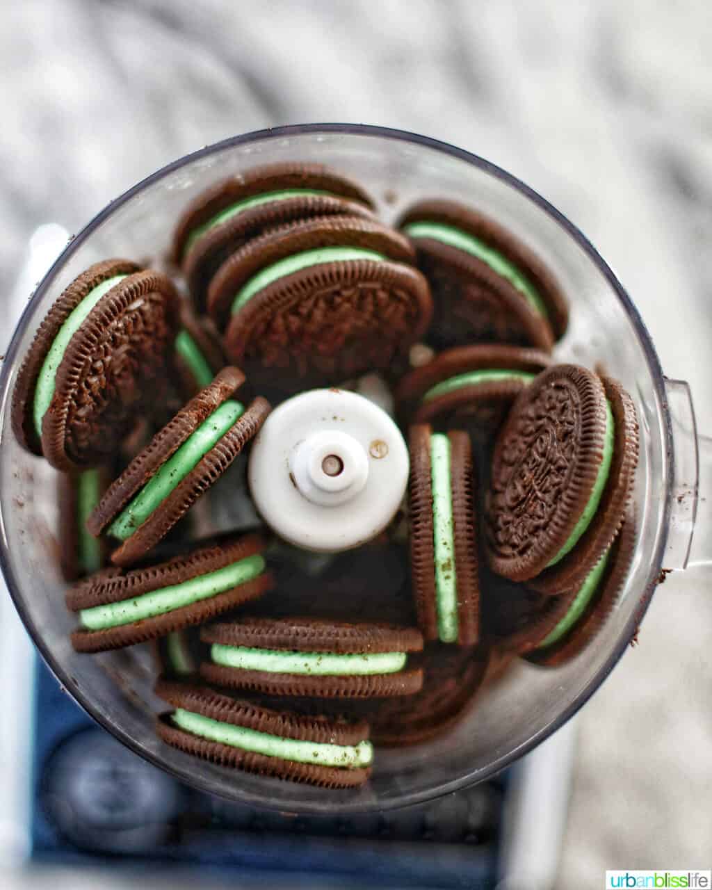 mint oreos in food processor