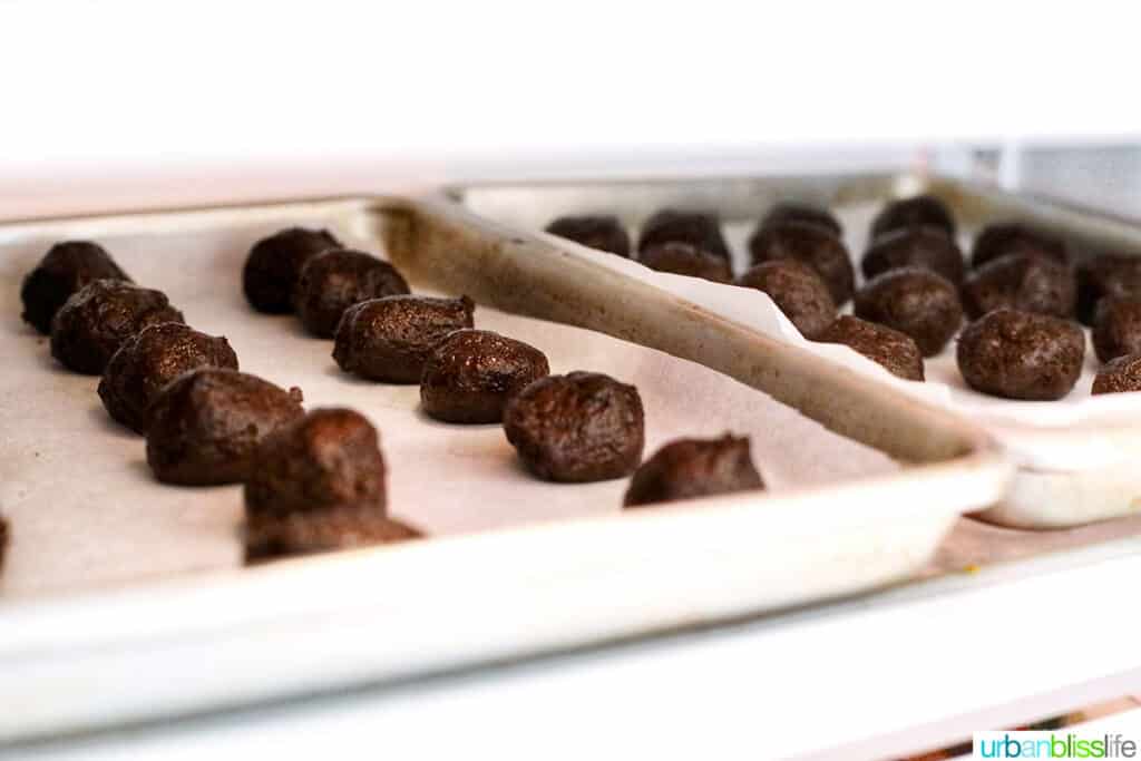 mint oreo truffles chilling