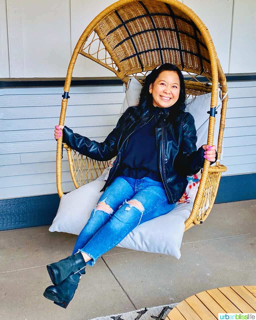 Marlynn in egg swing at The Setting Inn Willamette Valley