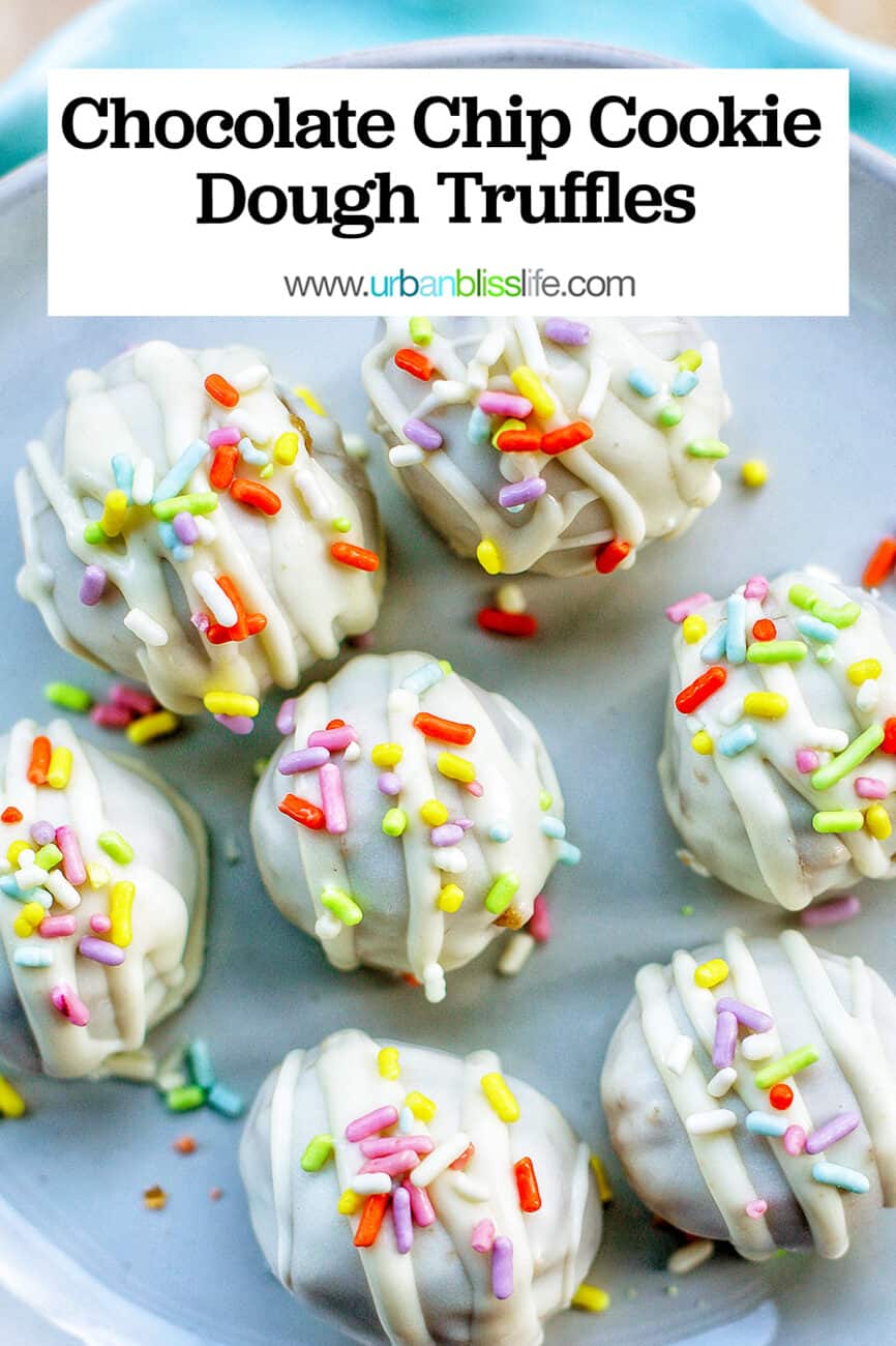 chocolate chip cookie dough truffles with text title
