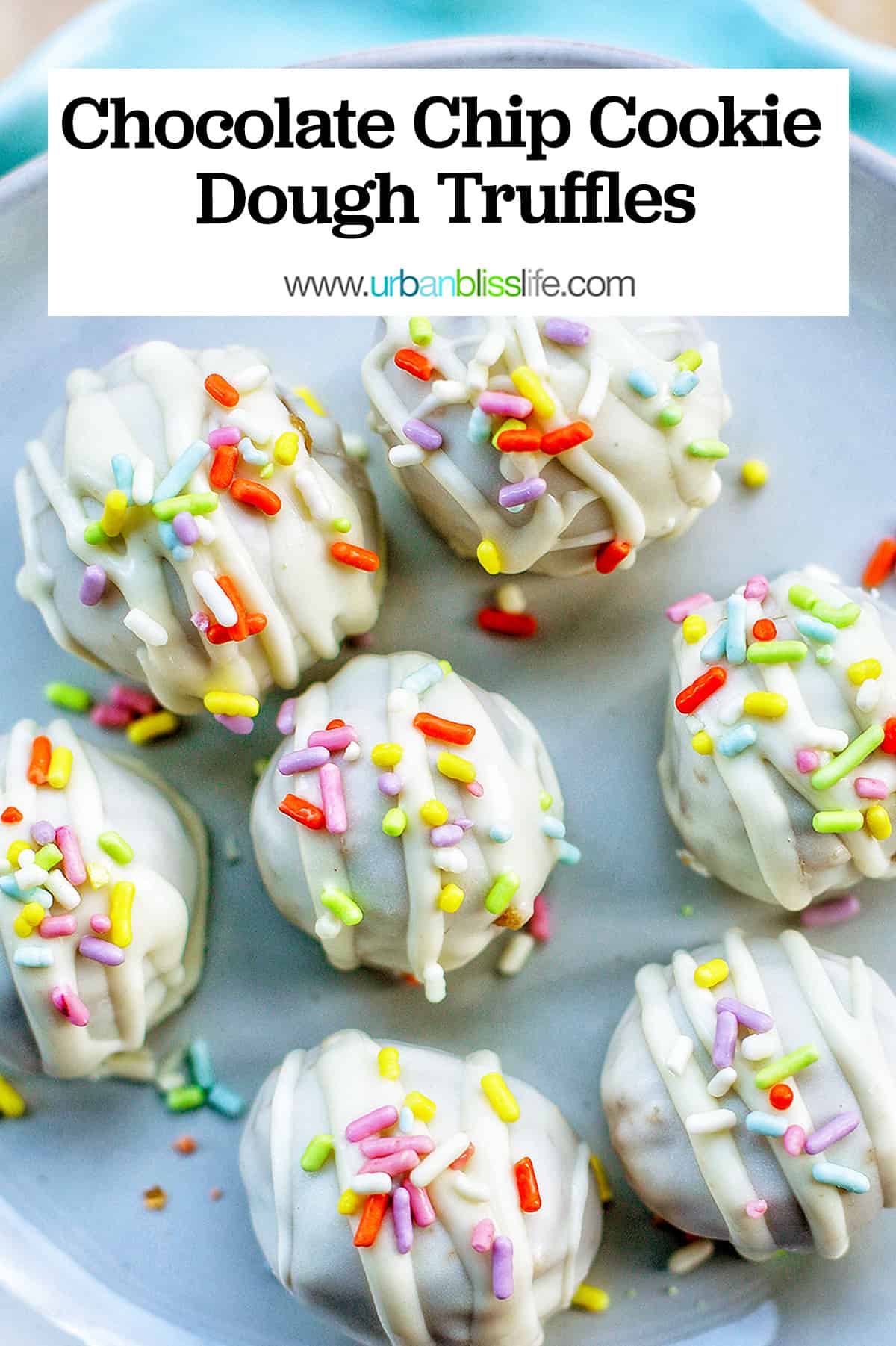 chocolate chip cookie dough truffles with text title