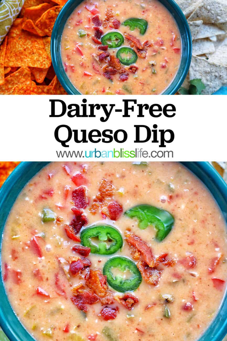 Dairy-Free Queso Dip with title overlay