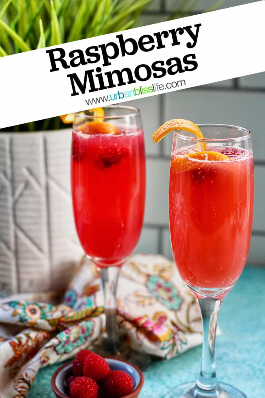 raspberry mimosas with text overlay