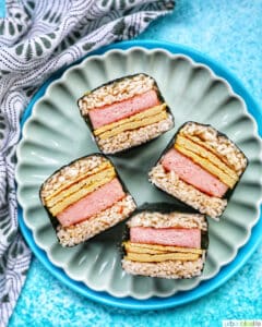 slices of spam musubi with egg