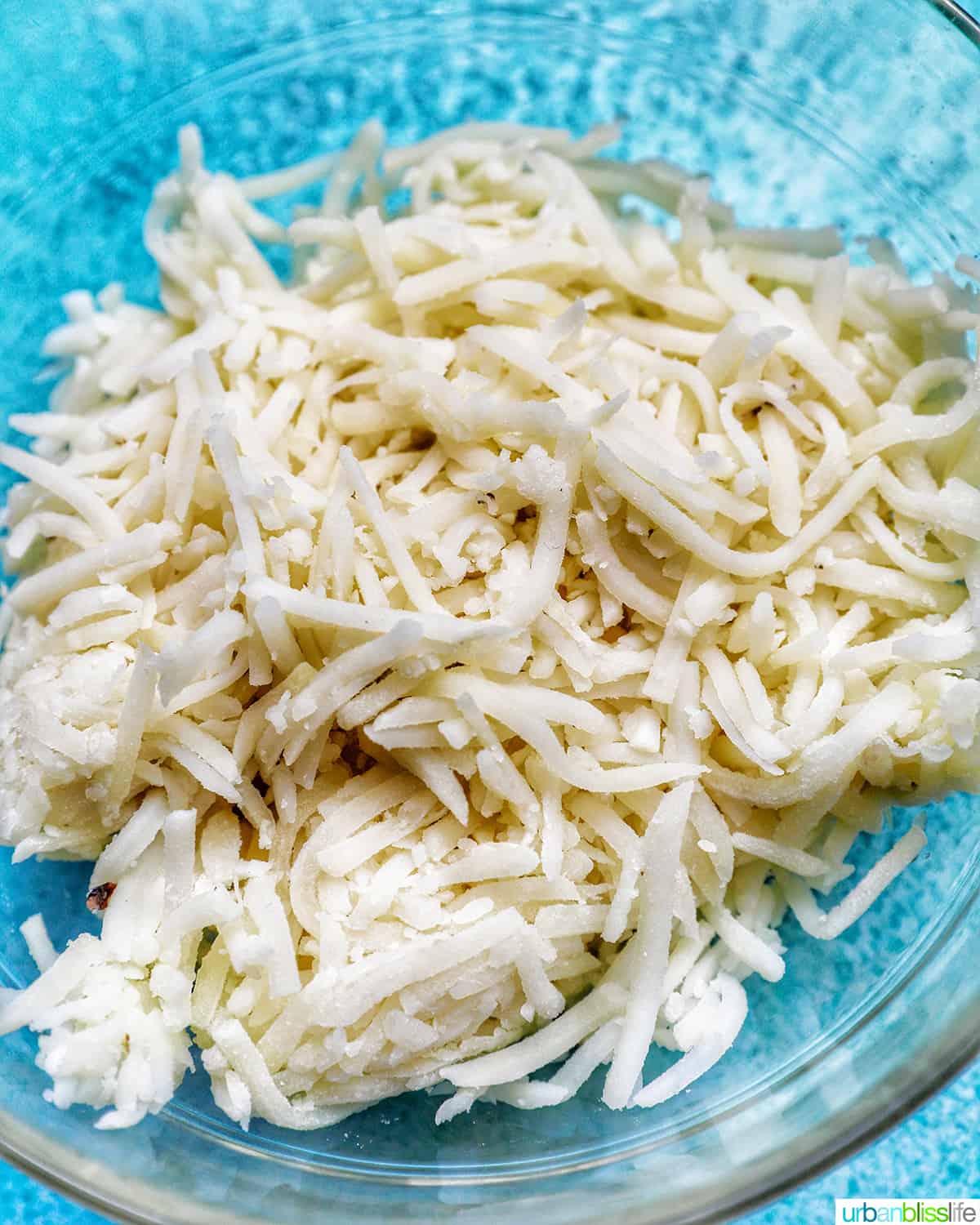 frozen hashbrowns in a bowl