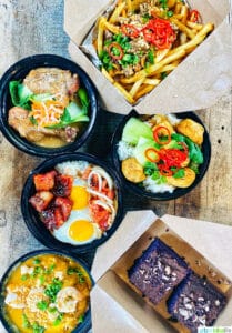 assortment of Filipino food from Baon Kainan filipino food truck