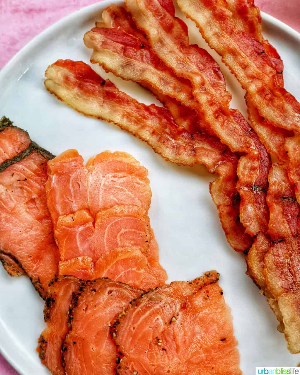plate of smoked salmon and bacon