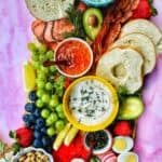 bagel brunch board on pink background