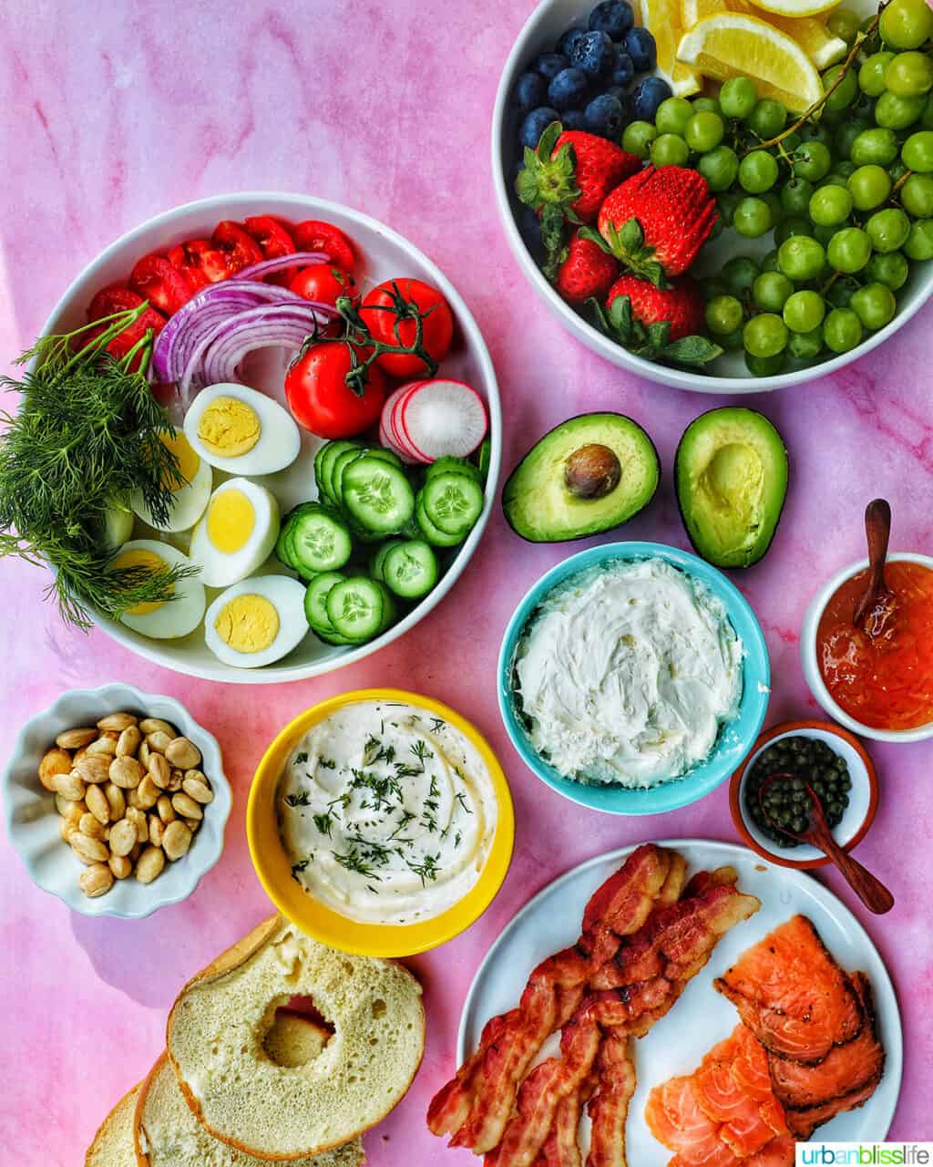 ingredients to make a brunch charcuterie board