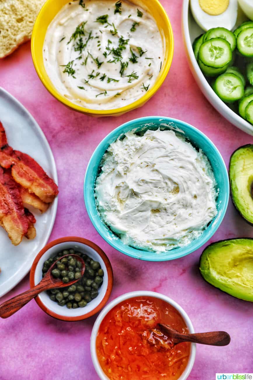 bowls of dips
