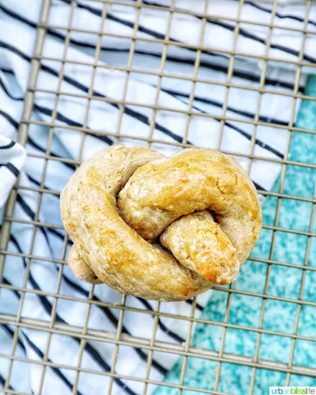 dog pretzel on a cooling rack