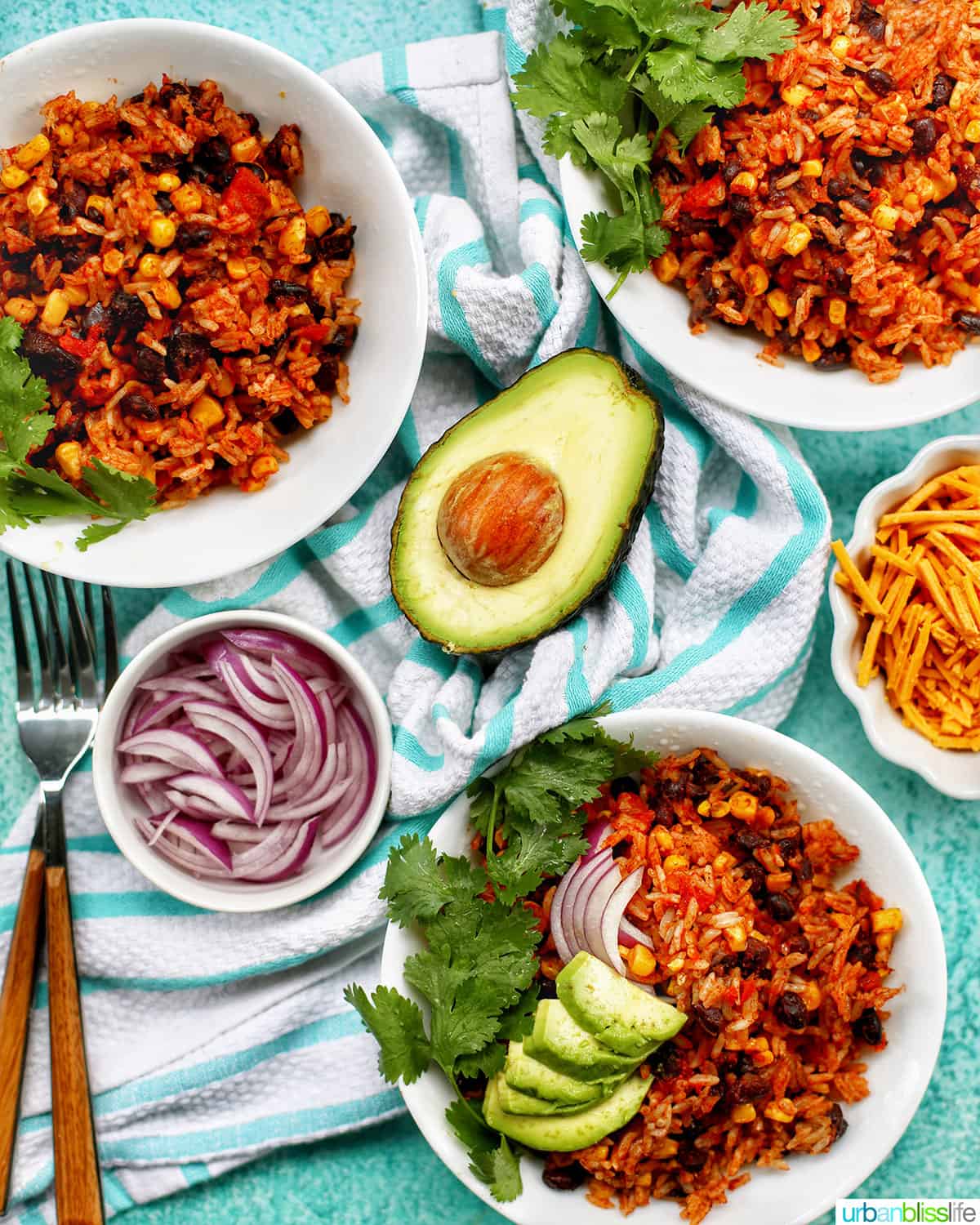 two Instant Pot Vegetarian Burrito Bowls