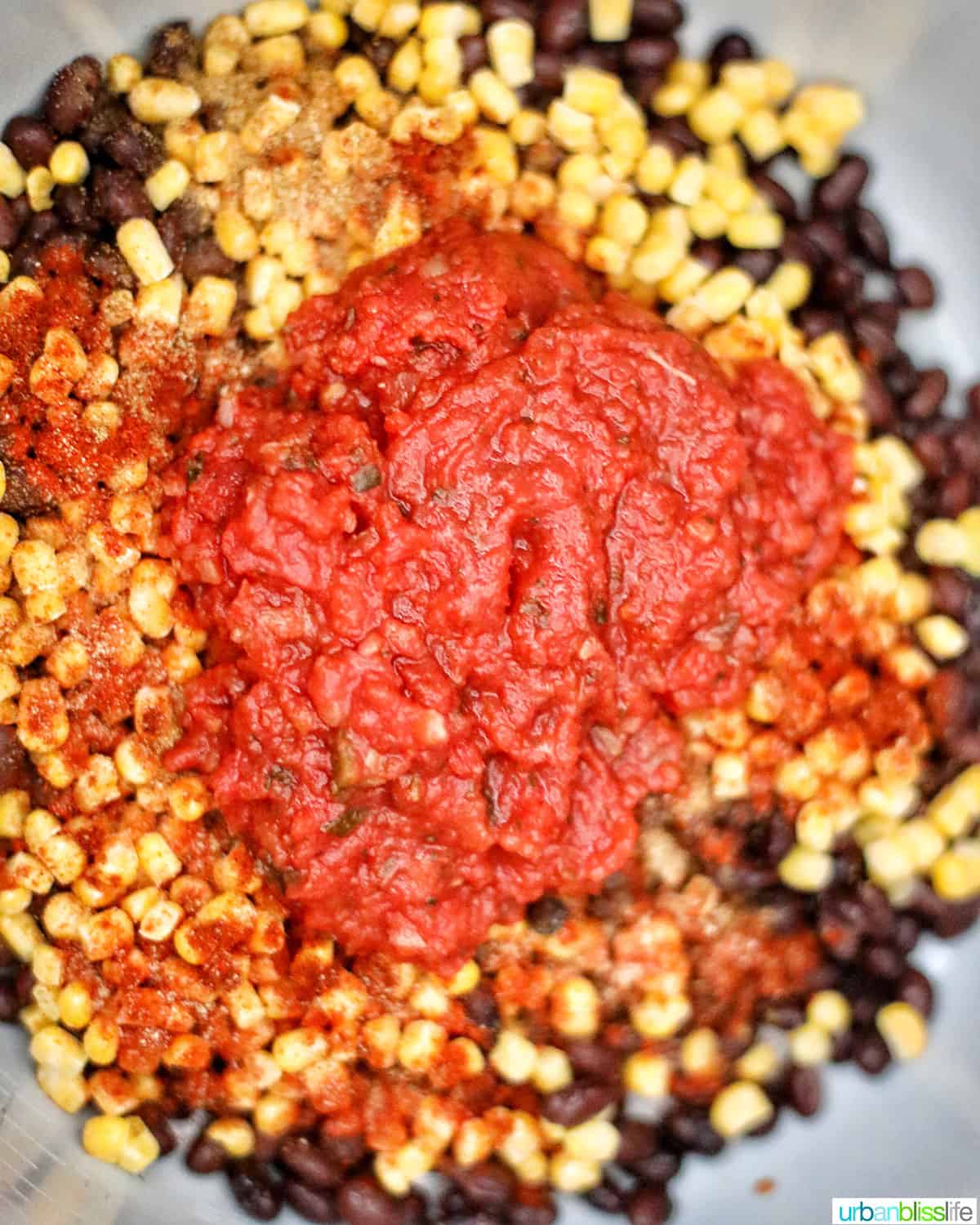 ingredients to make vegetarian burrito bowls in the instant pot 