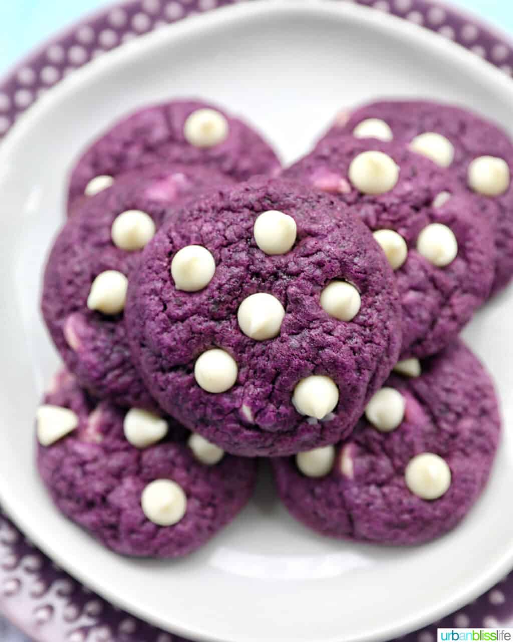 Ube white chocolate chip cookies