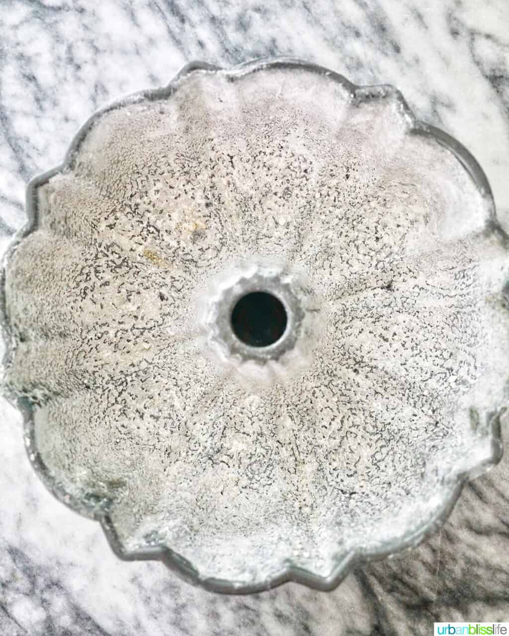 floured bundt cake pan