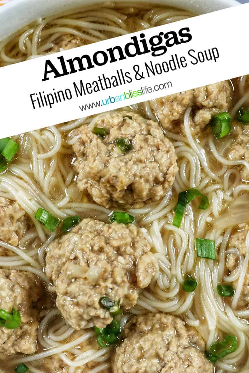 almondigas with text overlay