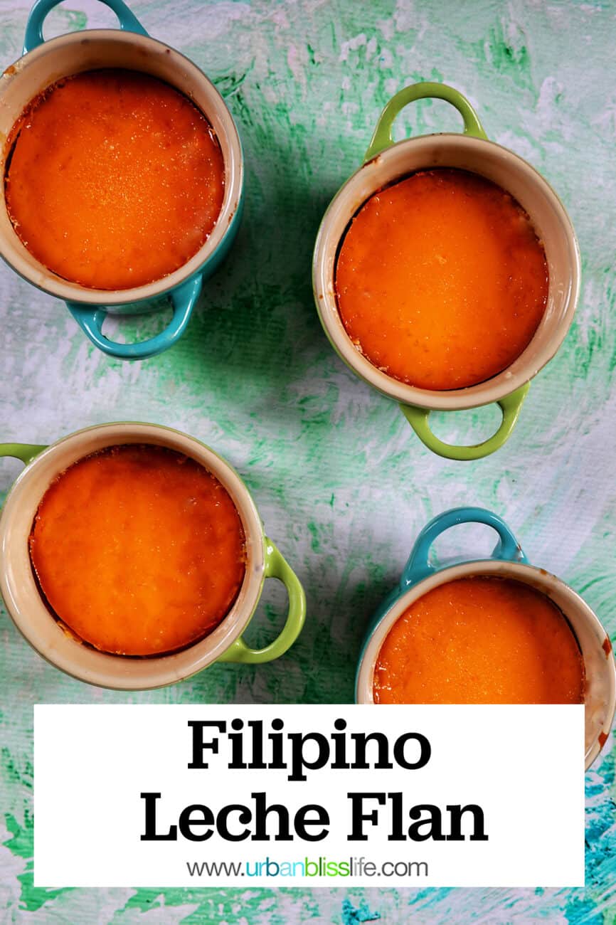filipino leche flan with overlay text