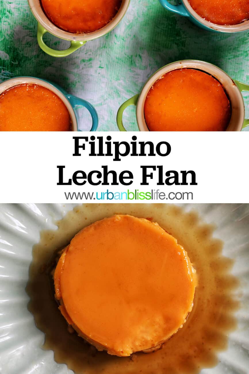leche flan with title text overlay