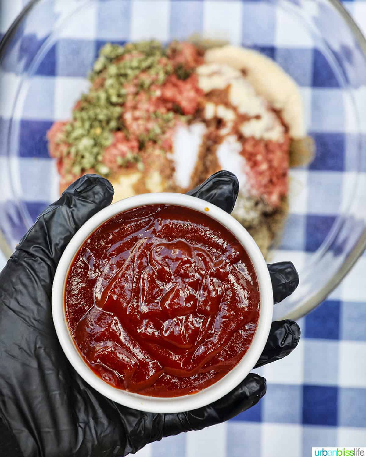 BBQ sauce going into burger meat