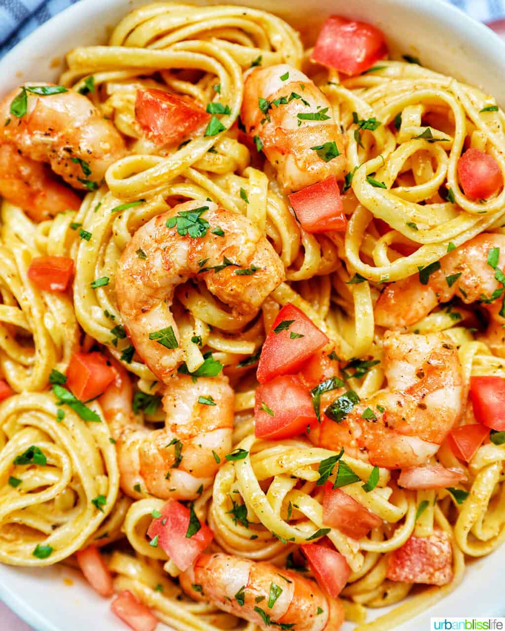 closeup of Cajun Shrimp Pasta