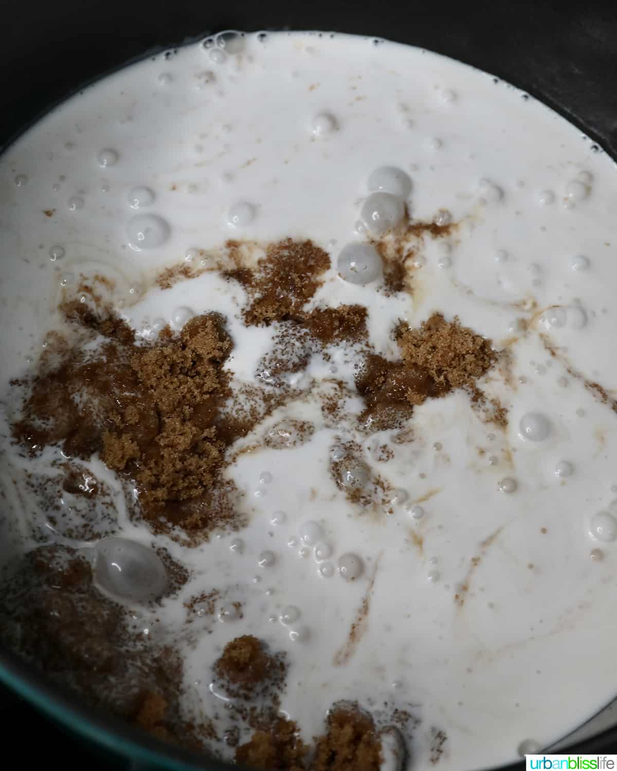 coconut milk and brown sugar mix for filipino biko