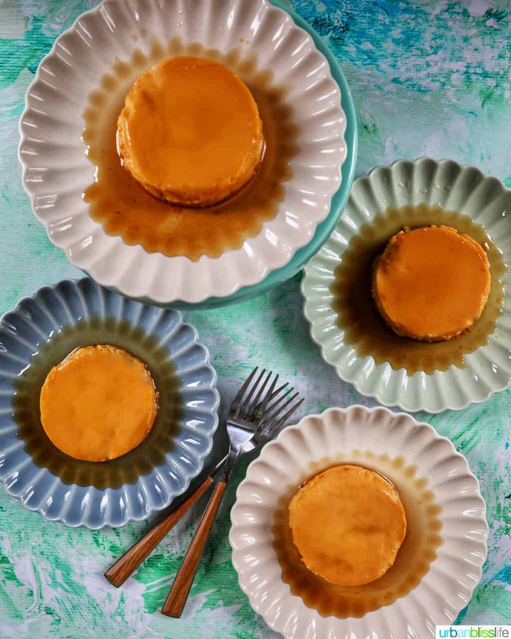filipino leche flan on plates
