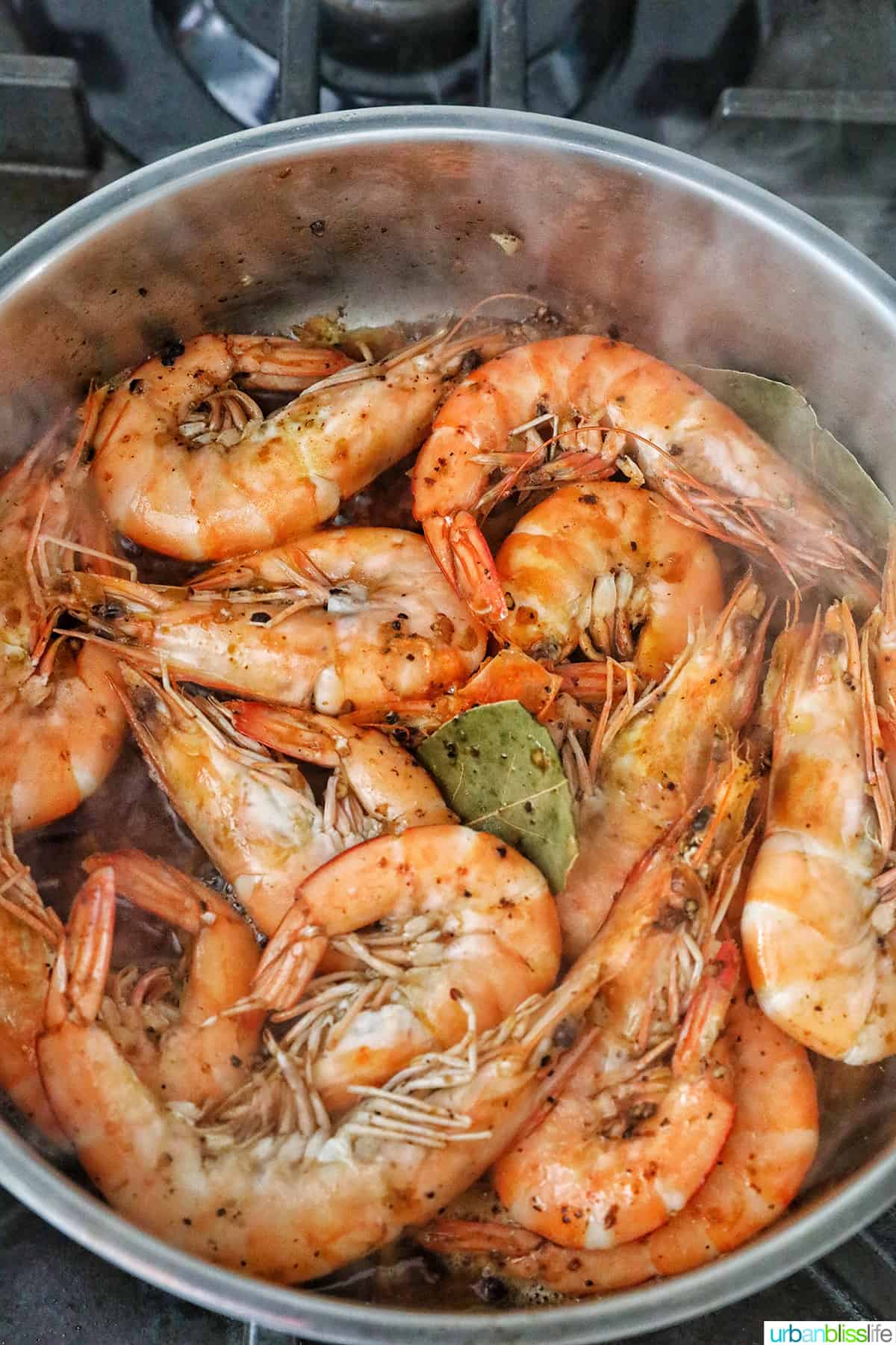 shrimp adobo cooking in a pan