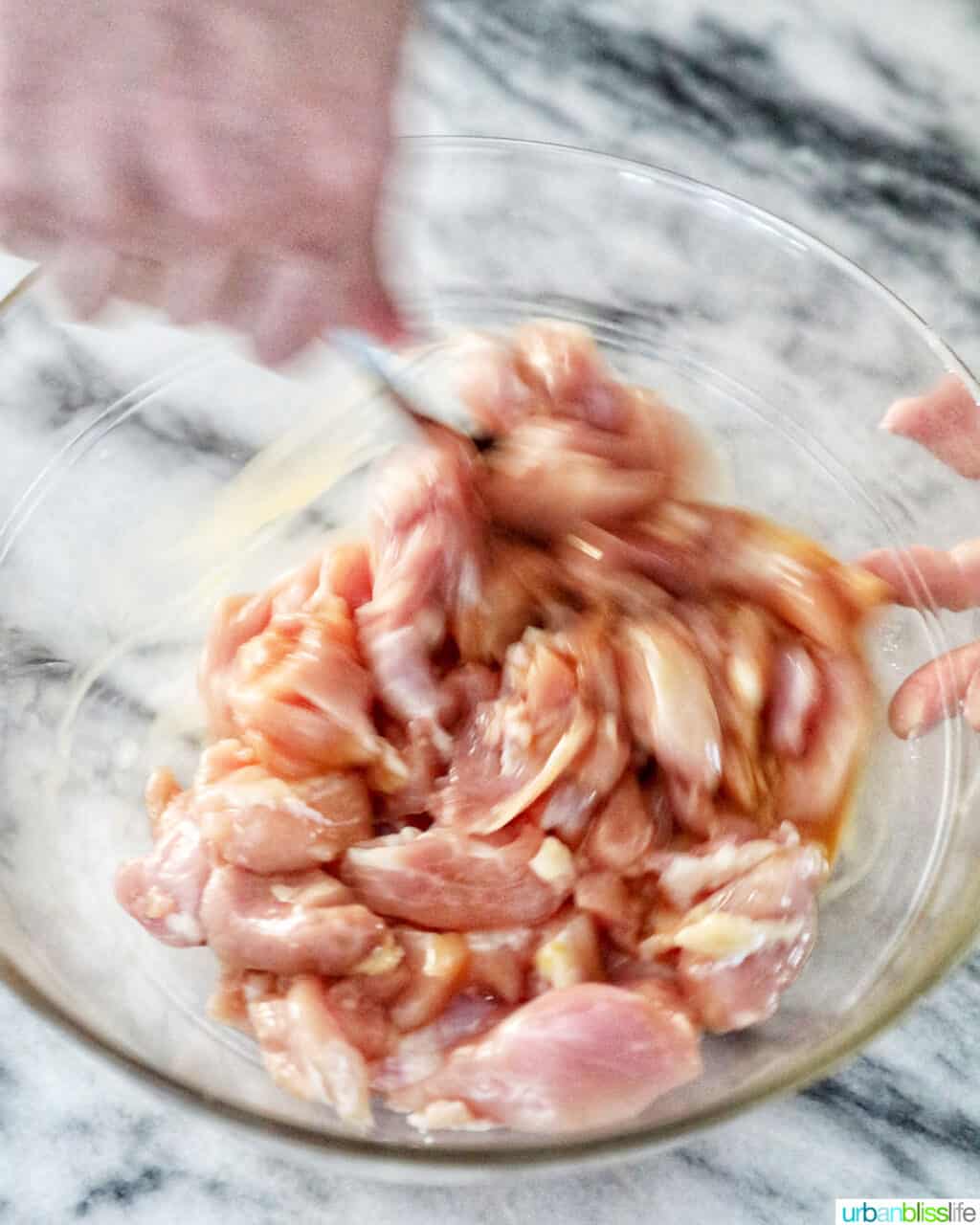 coating chicken with kung pao sauce