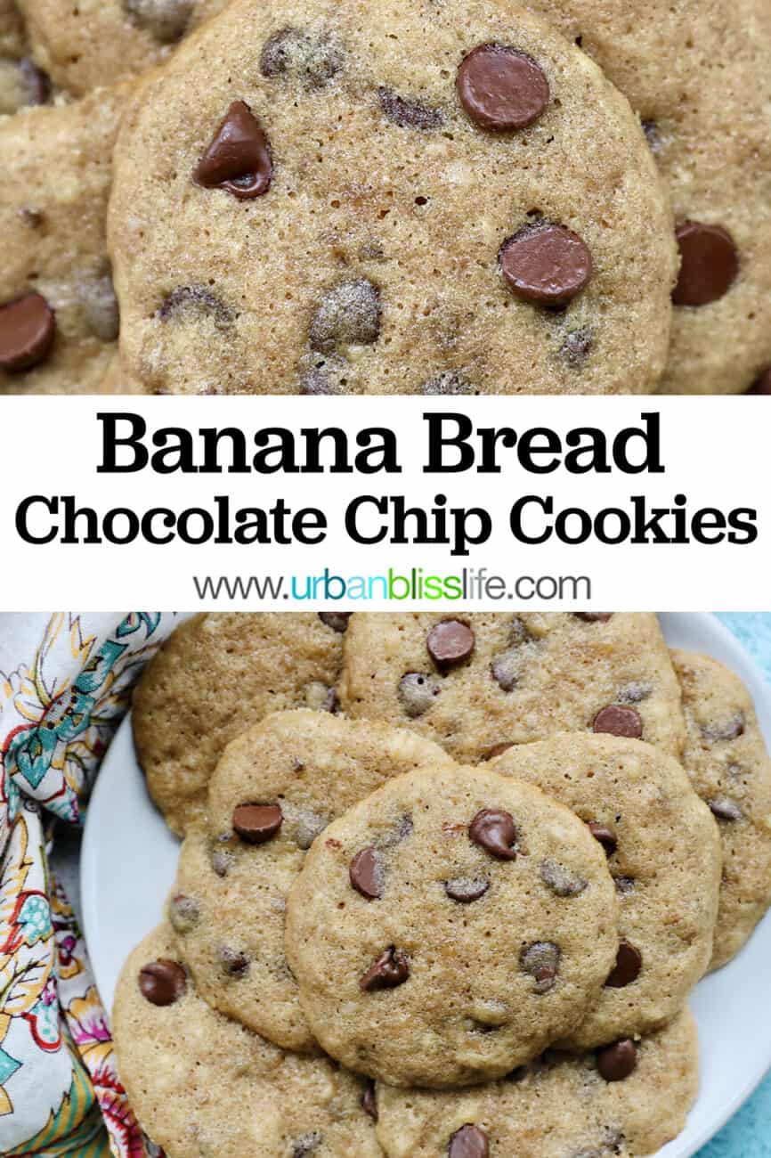 banana bread chocolate chip cookies with title text overlay